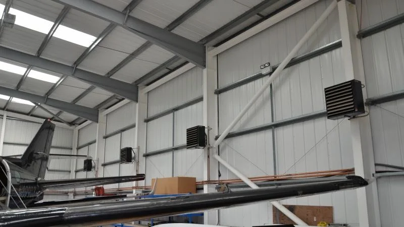 our client uses steel version of unit heaters in their modern airport facility